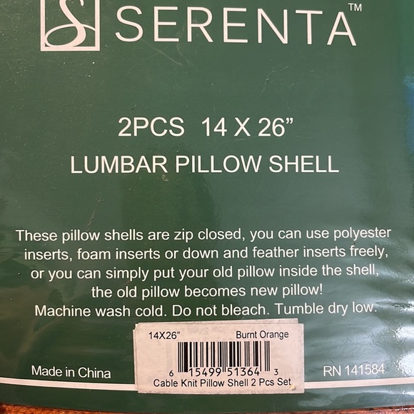 Lumbar pillow shells. Burnt Orange. 14x26” 2pcs per bag. Price is… - Picture 5 of 6